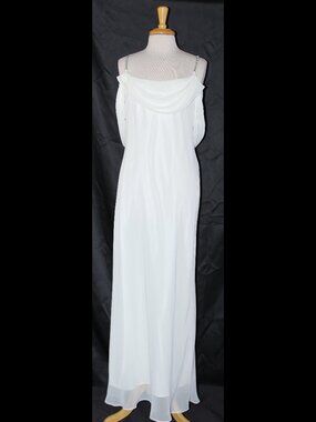 Polka 4023 Long Chiffon Cowl Neck Informal Wedding Gown-SIZE 2X-IVORY